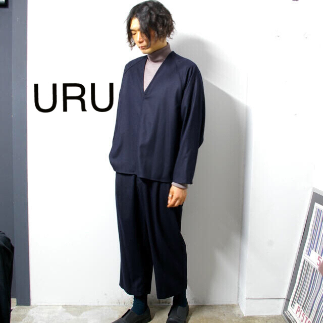 SUNSEA(サンシー)の【URU】ウル WOOL V-NECK SHIRTS ネイビー 19AW メンズのトップス(シャツ)の商品写真