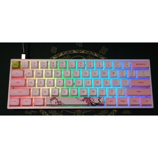 プチカスタムキーボード 60% 61Key PBTキャップ RGB バックライト