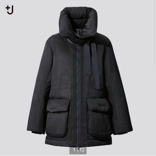 ユニクロ(UNIQLO)のユニクロ +j ジルサンダー ハイブリッドダウン ショートコート ネイビー S(ダウンコート)