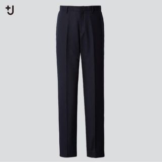 ユニクロ(UNIQLO)のユニクロ　ジルサンダー　ウールスリムフィットパンツ　ネイビー　73 +J(ワークパンツ/カーゴパンツ)