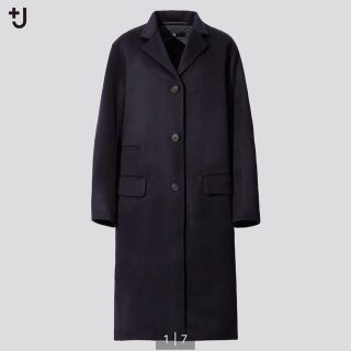 ユニクロ(UNIQLO)のユニクロ+J カシミヤブレンドチェスターコート ネイビー S(チェスターコート)