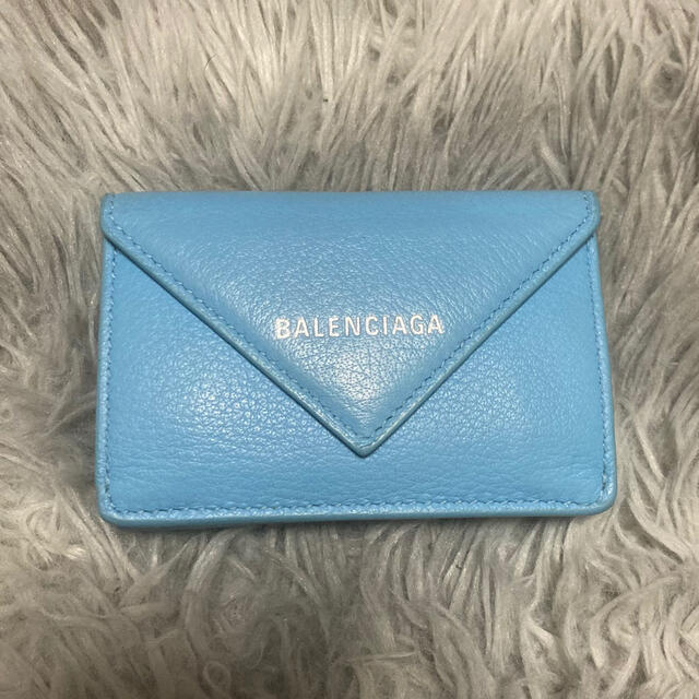 うので Balenciaga - バレンシアガ 財布 ペーパーミニウォレット 水色