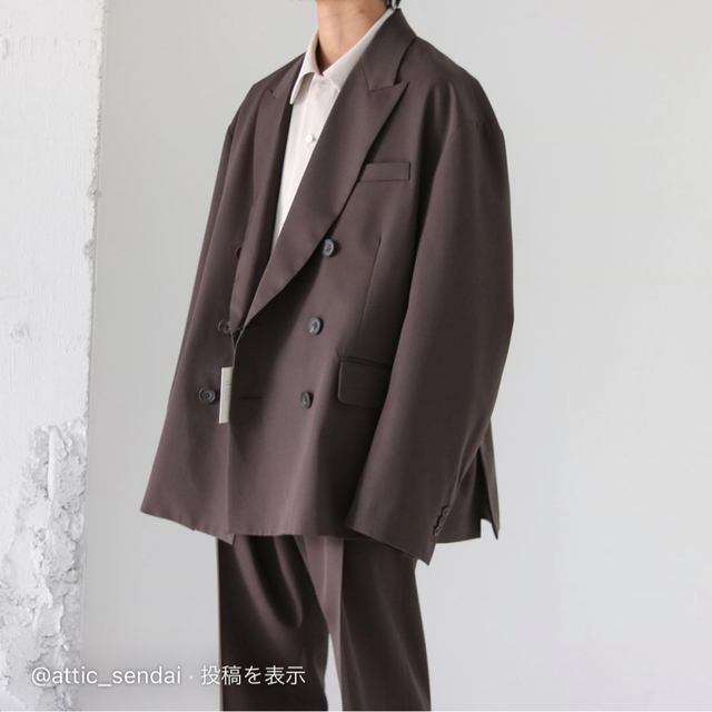 SUNSEA(サンシー)のstein 20ss double breasted jacket brown メンズのジャケット/アウター(テーラードジャケット)の商品写真