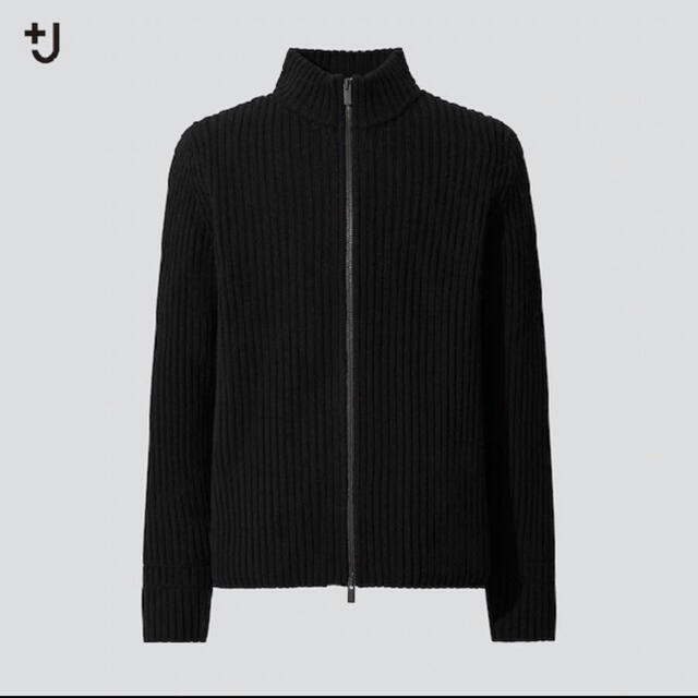 ユニクロ+j  ミドルゲージリブフルジップセーター　ブラック　Lサイズ