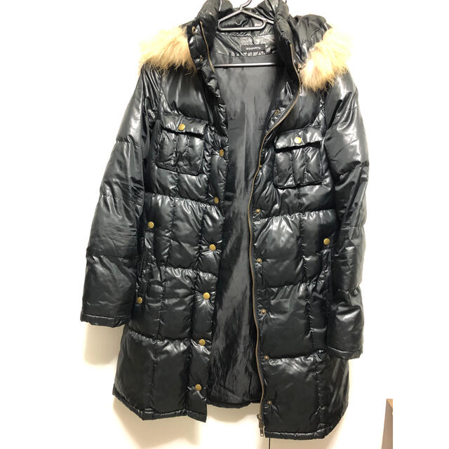 EGOIST(エゴイスト)のロングコート中綿　フード付き　黒フリーサイズused エゴイスト レディースのジャケット/アウター(ロングコート)の商品写真