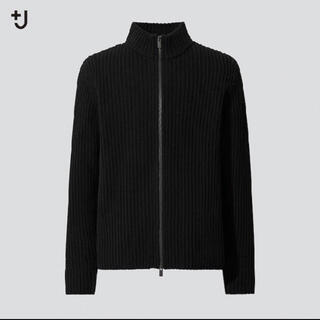 ジルサンダー(Jil Sander)のユニクロ+j  ミドルゲージリブフルジップセーター　ブラック　Lサイズ(ニット/セーター)