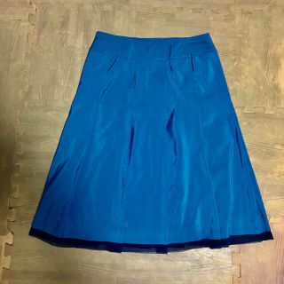 ブルー裾オーガンジーレイアード風スカート(ひざ丈スカート)