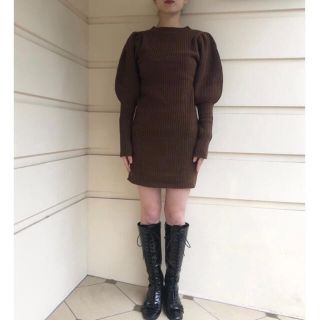 ロキエ(Lochie)のepine arm volume knit onepiece brown(ロングワンピース/マキシワンピース)