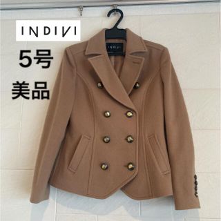 インディヴィ(INDIVI)のウサ子様☆INDIVI☆5号　ピーコート　キャメル　ウールコート(ピーコート)