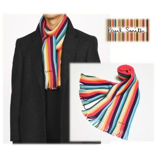 ポールスミス(Paul Smith)の新品【ポールスミス】毛100% マルチストライプ柄マフラー 優しい肌触り(マフラー)