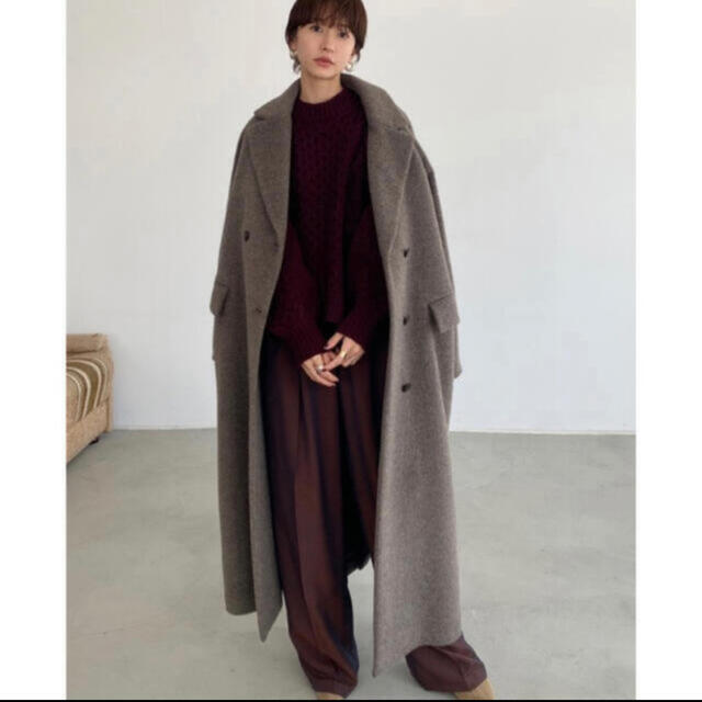 CLANE DOUBLE WOOL LONG COAT BROWN size1 レディースのジャケット/アウター(ロングコート)の商品写真