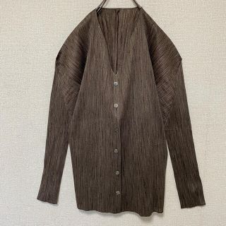 プリーツプリーズイッセイミヤケ(PLEATS PLEASE ISSEY MIYAKE)のPLEATS PLEASE プリーツプリーズ カーディガン ブラウン サイズ4(カーディガン)