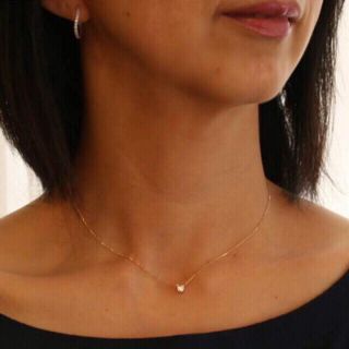 AHKAH - 美品 k18 YG 一粒ダイヤ ネックレス 18金の通販 by にこ's