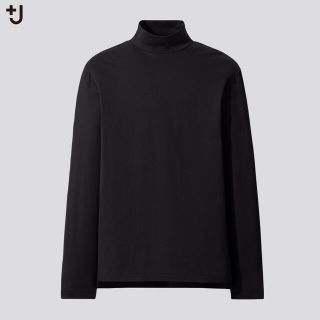 ユニクロ(UNIQLO)の新品未使用 UNIQLO+J スーピマコットン モックネックT(長袖) 黒 L(Tシャツ/カットソー(七分/長袖))