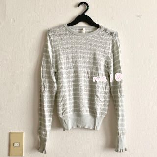 プロポーションボディドレッシング(PROPORTION BODY DRESSING)の美品‼︎ レースボーダーニット ピスタチオ ミントグリーン(ニット/セーター)