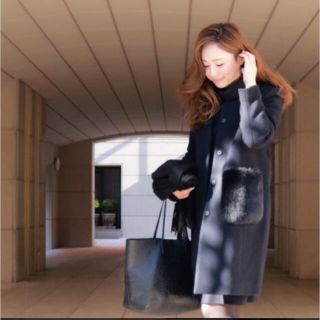 最終値下げ Mプルミエ ポケットファーノーカラーコート