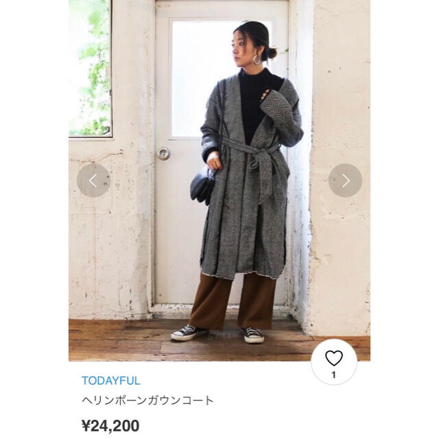 TODAYFUL(トゥデイフル)のTODAYFUL ヘリンボーンガウンコート レディースのジャケット/アウター(ロングコート)の商品写真