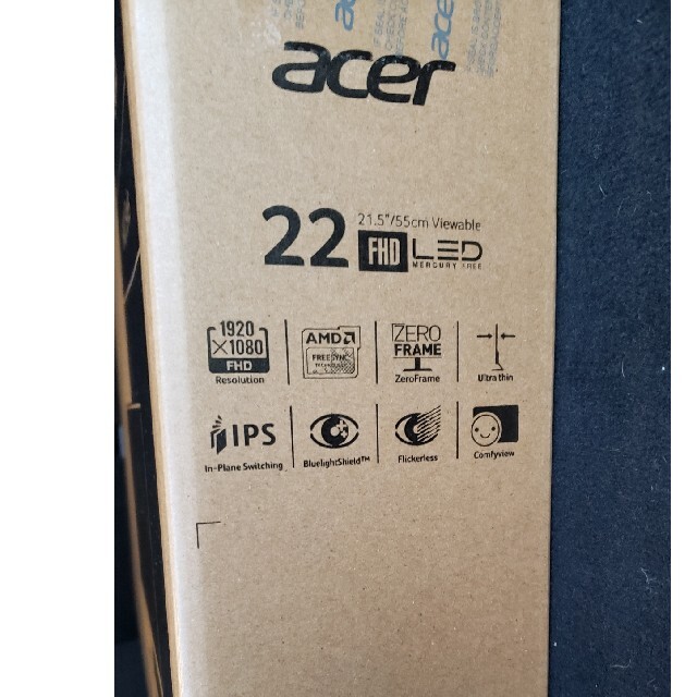 Acer(エイサー)の送料込！　新品未開封品acerPCモニター21.5型/ワイド/フルHD スマホ/家電/カメラのPC/タブレット(ディスプレイ)の商品写真