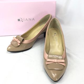 ダイアナ(DIANA)の【美品】DIANA ダイアナ リボン エナメル ローヒールパンプス 23cm(ハイヒール/パンプス)