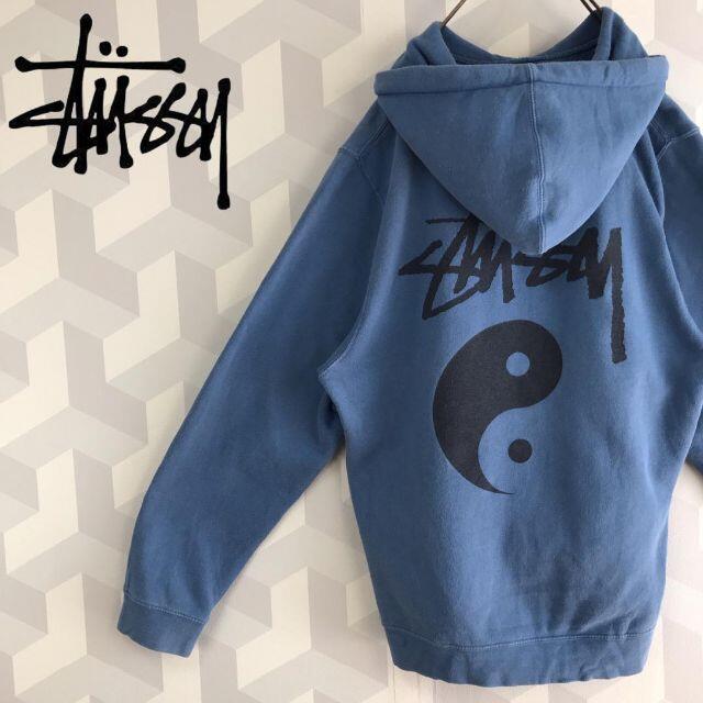 【希少USA製】Stussy サイズL スウェットパーカー ブルー ステューシー