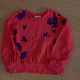 ハッカキッズ(hakka kids)のhakka kids 花プリント トレーナー レッド 120cm(Tシャツ/カットソー)