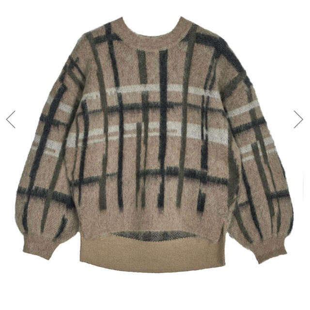 Ameri VINTAGE(アメリヴィンテージ)のameri アメリ新品 PAINT CHECK FLUFFY KNIT レディースのトップス(ニット/セーター)の商品写真