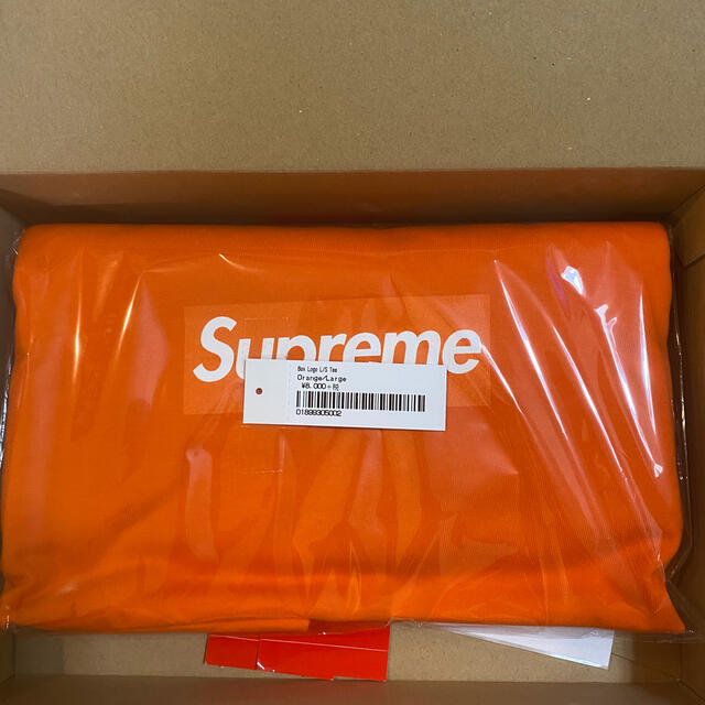 トップスSupreme Box Logo L/S Tee ロンT オレンジ　L