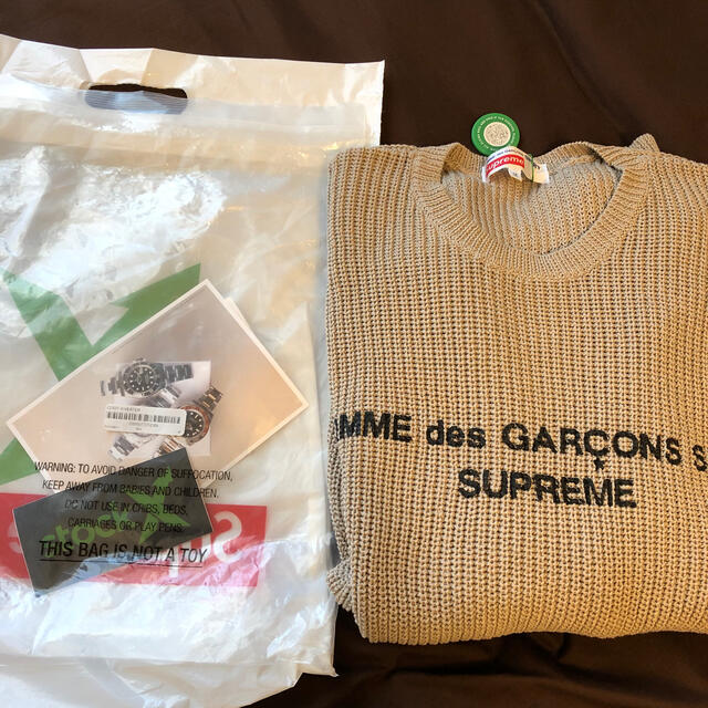 supreme commedesgarçons sweater tan M