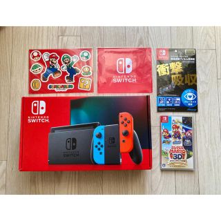 ニンテンドースイッチ(Nintendo Switch)の【マリオセット】Nintendo Switch 本体 ネオンブルーネオンレッド　(家庭用ゲーム機本体)