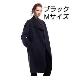 ユニクロ(UNIQLO)の+J カシミヤブレンドノーカラーコート 黒 ブラック M ユニクロ (ロングコート)