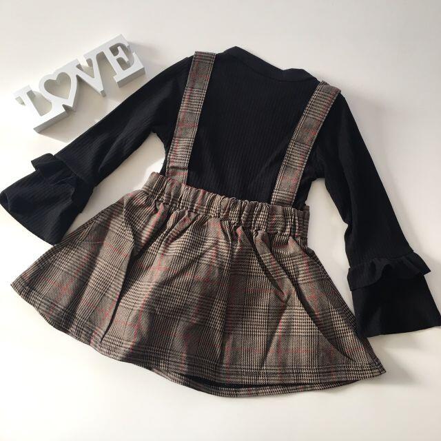 新品 130㎝ グレンチェック ワンピース ブラック 子供服 女の子 キッズ/ベビー/マタニティのキッズ服女の子用(90cm~)(ワンピース)の商品写真