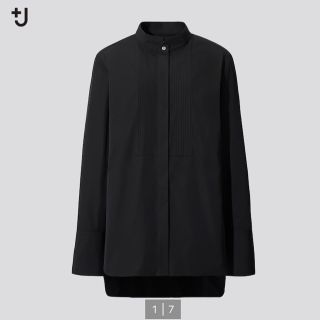 ユニクロ(UNIQLO)のUNIQLO +J スピーマコットンタックシャツ　ブラックM(シャツ/ブラウス(長袖/七分))