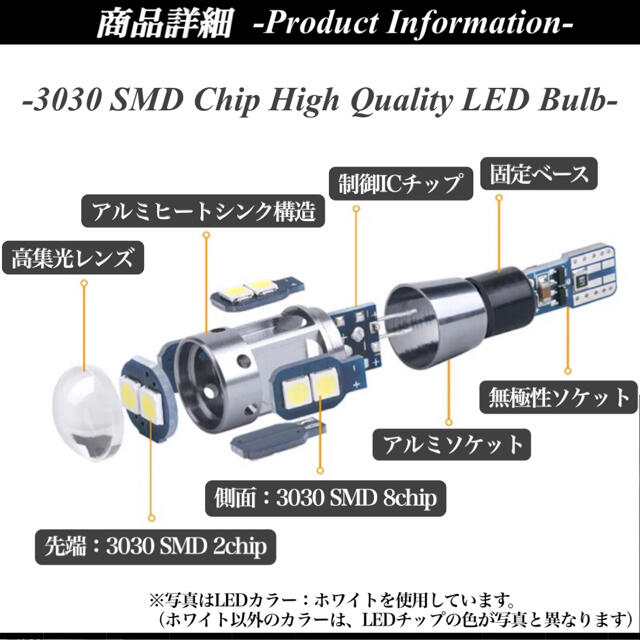 最新 大人気 爆光 モデル T10 T16 LED 12V 24V ピンク 自動車/バイクの自動車(汎用パーツ)の商品写真