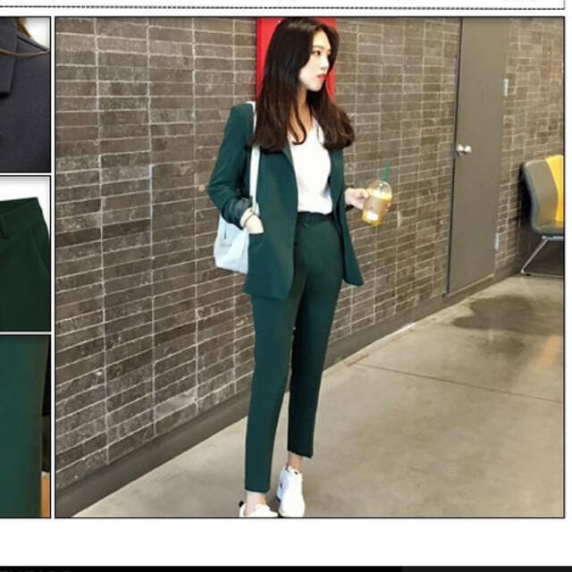グリーン スーツ セットアップ レディースのフォーマル/ドレス(スーツ)の商品写真
