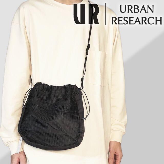 URBAN RESEARCH(アーバンリサーチ)のURBAN RESEARCH 巾着ショルダーバッグ ブラック メンズのバッグ(ショルダーバッグ)の商品写真