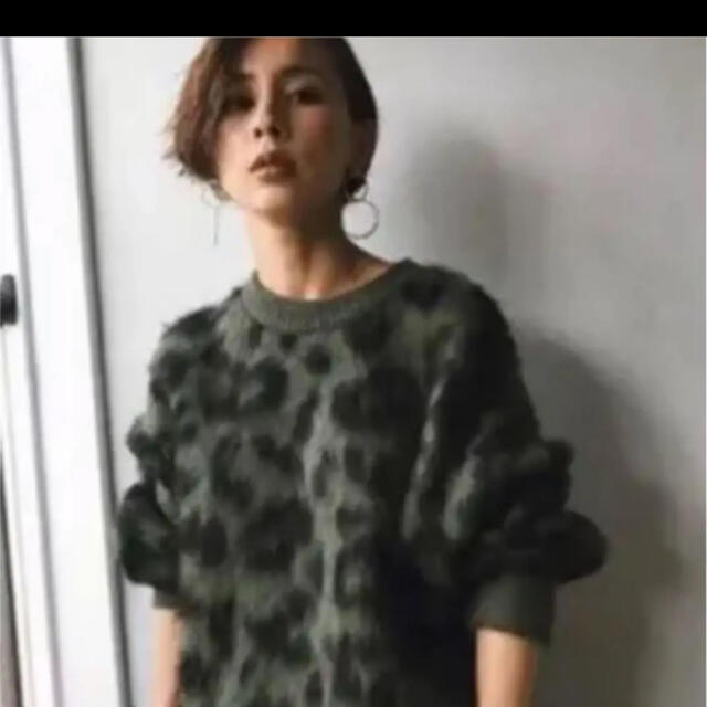 アメリヴィンテージ KID MOHAIR LEOPARD KNIT グリーン