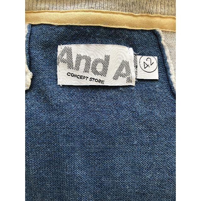 STUDIOUS(ステュディオス)の【本日最終出品】AndA／ニット／42／M／グレー／ブルー／インナー／トップス メンズのトップス(ニット/セーター)の商品写真