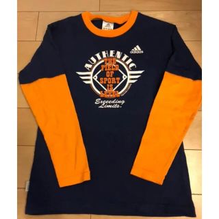 アディダス(adidas)の140 アディダス Ｔシャツ  ネイビー×オレンジ 重ね着風(Tシャツ/カットソー)