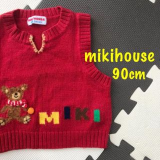 ミキハウス(mikihouse)のミキハウス くまさん ニット ベスト 90 立体 レトロ トップス(その他)