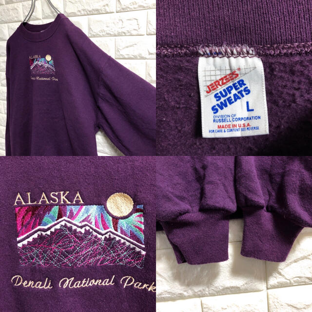 ジャージーズ　USA製　スウェット　トレーナー　アラスカ　刺繍ロゴ　Lサイズ 3
