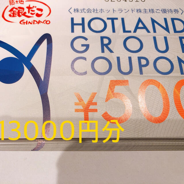 ホットランド　13000円分フード/ドリンク券