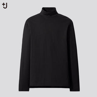 ユニクロ(UNIQLO)のユニクロ ジルサンダー スーピマコットン モックネックT  ブラック L(Tシャツ/カットソー(七分/長袖))