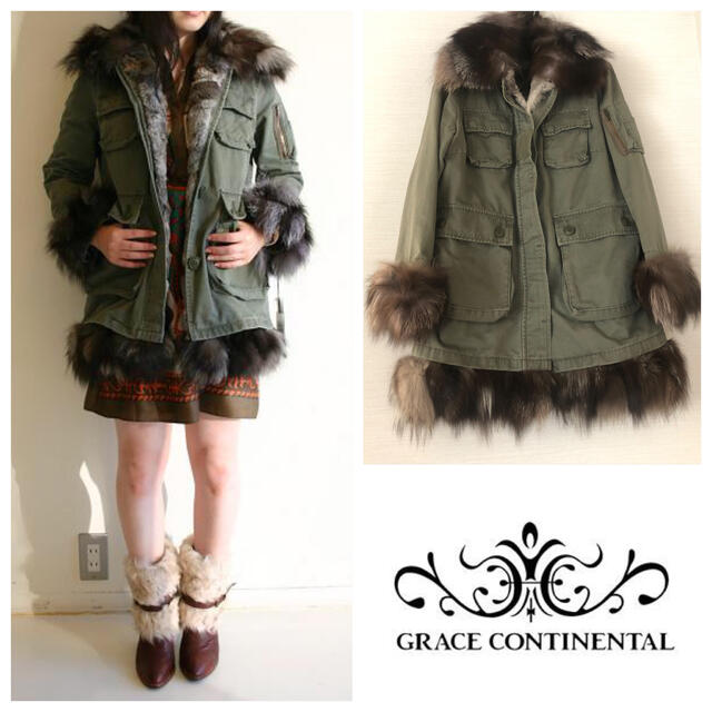 GRACE CONTINENTAL(グレースコンチネンタル)の美品♡キルトライナー付きミリタリーコート　38サイズ レディースのジャケット/アウター(モッズコート)の商品写真