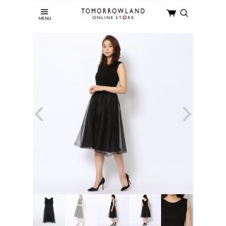 トゥモローランド(TOMORROWLAND)の美品　トゥモローランド  ワンピース　ブラック　34(ひざ丈ワンピース)