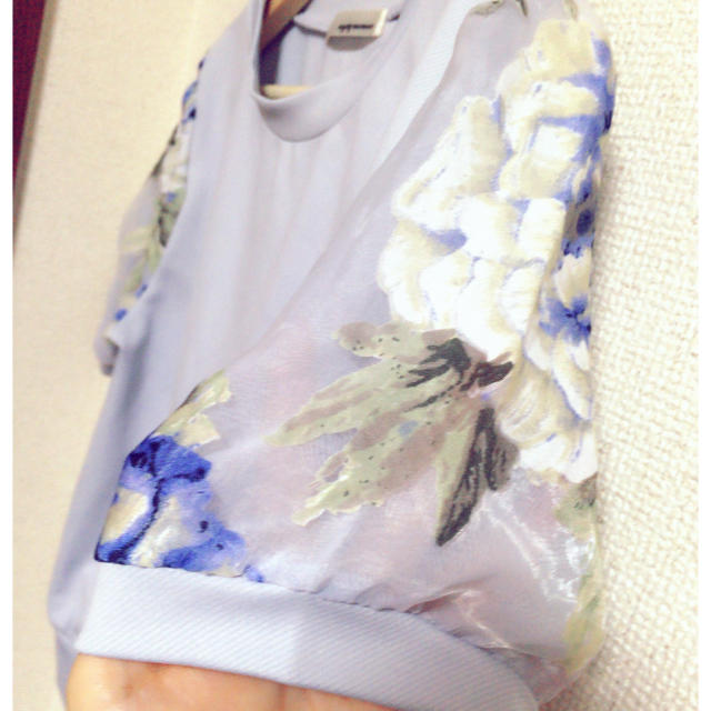 mysty woman(ミスティウーマン)の夏物セール mysty woman 袖オーガンジー レディースのトップス(Tシャツ(半袖/袖なし))の商品写真
