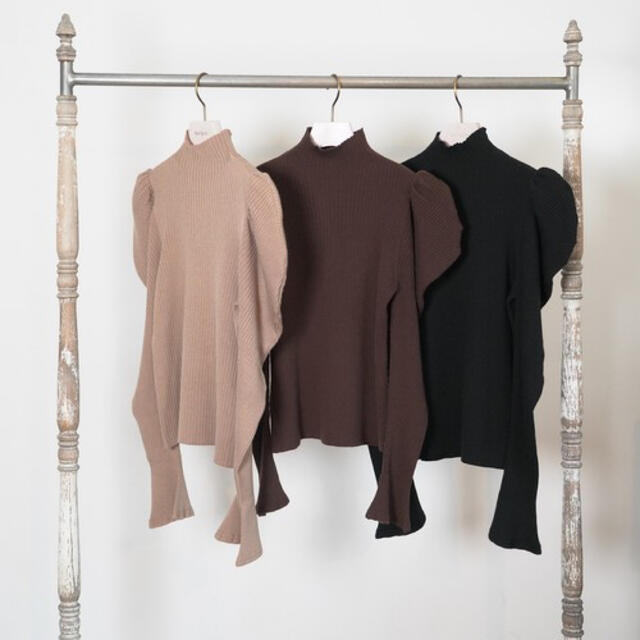 her lip to  Volume sleeve Rib Knit Top   レディースのトップス(ニット/セーター)の商品写真