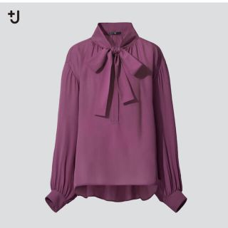ユニクロ(UNIQLO)の新品　+J ユニクロ　シルクギャザーブラウス　ジルサンダー　Sサイズ(シャツ/ブラウス(長袖/七分))