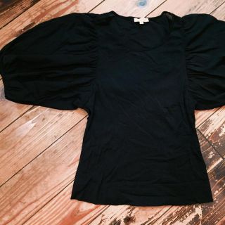 サンタモニカ(Santa Monica)のused 黒無地バルーン袖トップス(Tシャツ(半袖/袖なし))