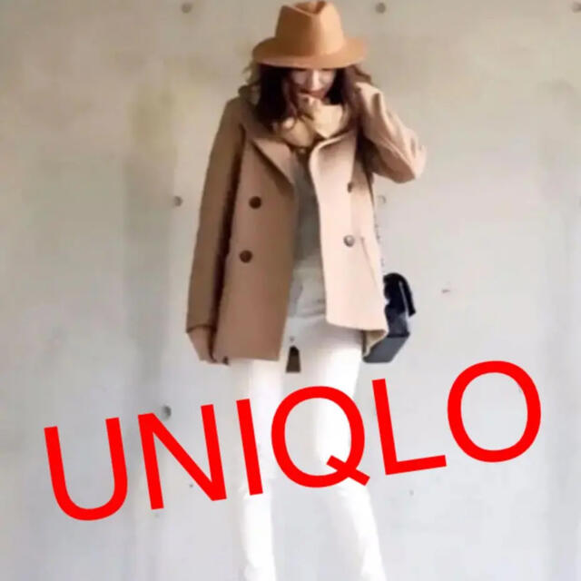 UNIQLO(ユニクロ)の未使用 ユニクロ ウールブレンド Pコート ピーコート　ジャケット　ベージュ レディースのジャケット/アウター(ピーコート)の商品写真