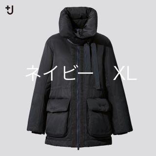 ユニクロ(UNIQLO)のハイブリッドダウンショートコート　ネイビー　XL UNIQLO+J(ダウンジャケット)